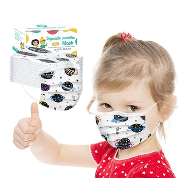 

50PCS Children's Face Mask Disposable Facemask Animal Printed Dust Proof Cute Cartoon Ear Loop Mouth Cover