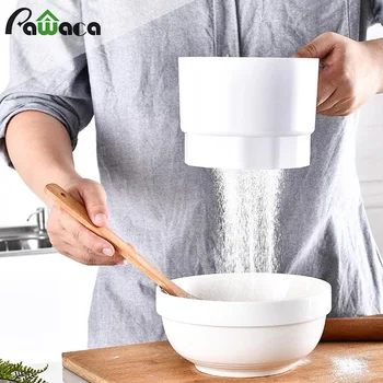 

Electric Flour Sieve Bolt Battery Operated Sifter Plastic Cup Shape Mechanical Hand-Held Shaker Flour Sieve Pastry Baking Tool