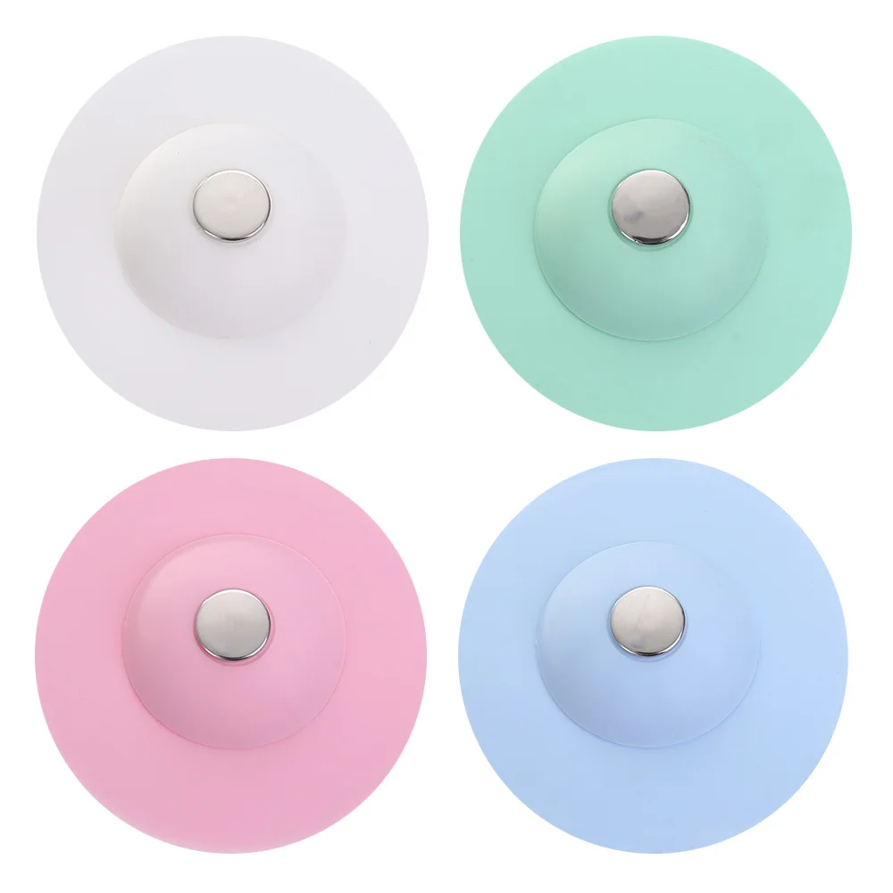 Silicone Sink Strainer Kitchen Bathroom Hair Sink Filter Plug Drains Press Bouncing Closed Cover Strainers Floor Sucker Tool