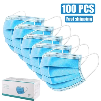 

100 Pcs respirator Disposable Face Mask mouth Mask Protective dropshipping PM2.5 wholesale 3-Layer Filter Anti Smog Dust masks