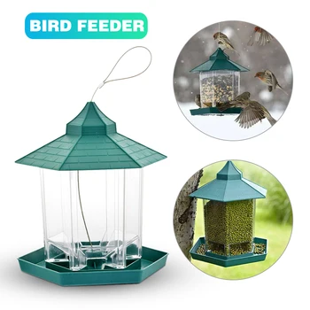 

Plastic Green Hanging Bird Feeder Seed Food Container Hot Sale Window Viewing Bird Feeder Hotel Table Outdoor