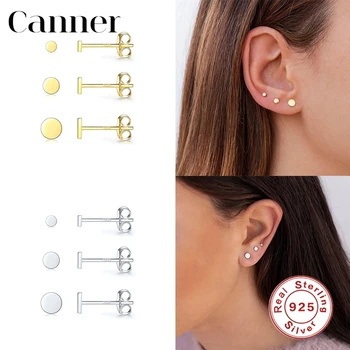 

Canner Classic 1Set 2/3/4mm 925 Sterling Silver Stud Earrings Fashionable Korean Round Gold Earrings Piercing Fine Jewelry W4