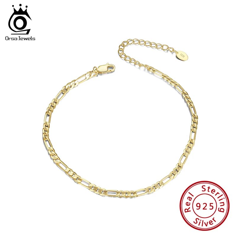 ORSA JEWELS Diamond-cut Figaro Chain Anklets Unisex 925 Silver Adjuatable Anklet Bracelet Barefoot Ankle Jewelry Gift SA07 ORSA JEWELS Diamond-cut Figaro Chain Anklets Unisex 925 Silver Adjuatable Anklet Bracelet Barefoot Ankle Jewelry Gift SA07