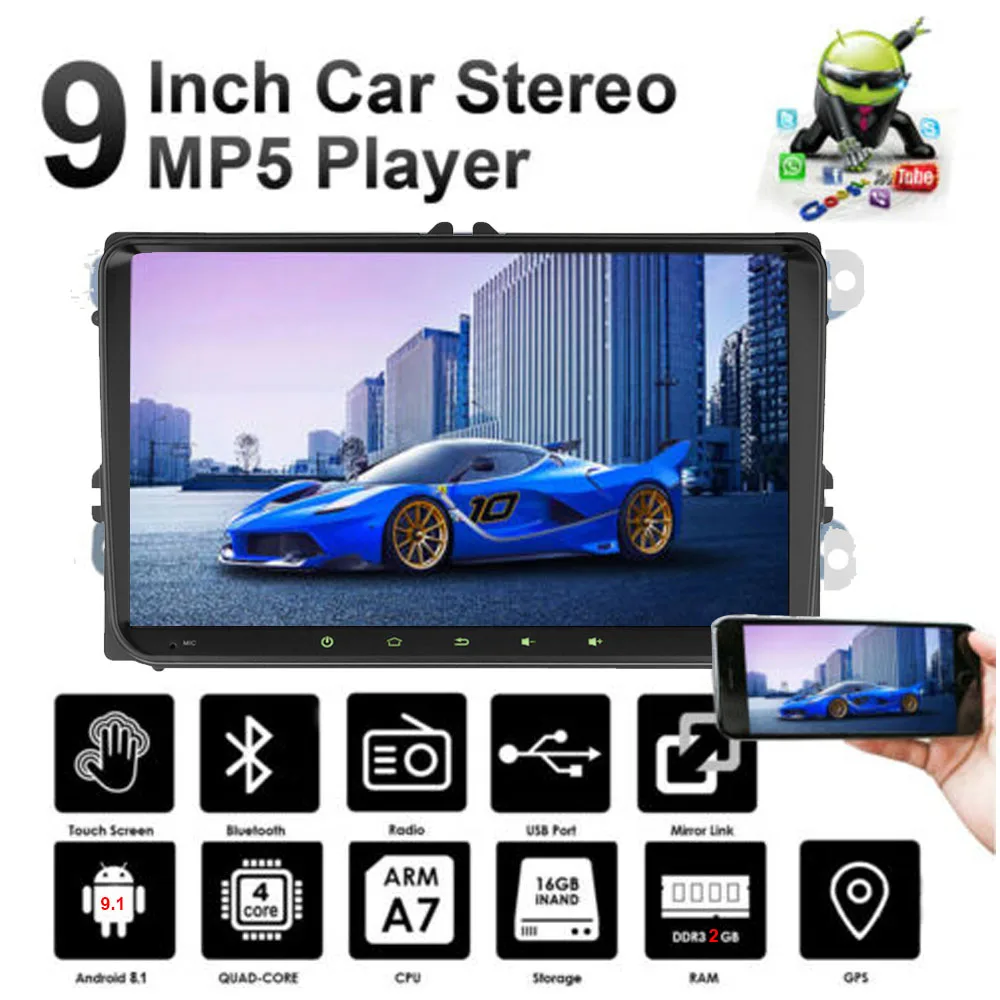2 Din Android 9 1 автомобильный Радио мультимедийный плеер для VW /Volkswagen/Skoda/Passat