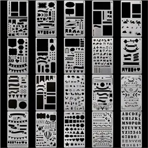 20/12 PCs bullet Journal Stencil Set Template for Diary Notebook Scrapbook Paper Craft Projects cutting dies DIY Drawing - Цвет: 20 PCs