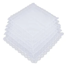 10 шт., женские кружевные хлопчатобумажные носовые платки, Классические носовые платки из хлопка, квадратный платок белого цвета, 26x27 см