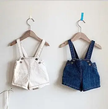 

2020 Korea Style Baby Girls Boys Denim Overall Holes Spring Summer Fashion Kids Boys Pants 1-7T