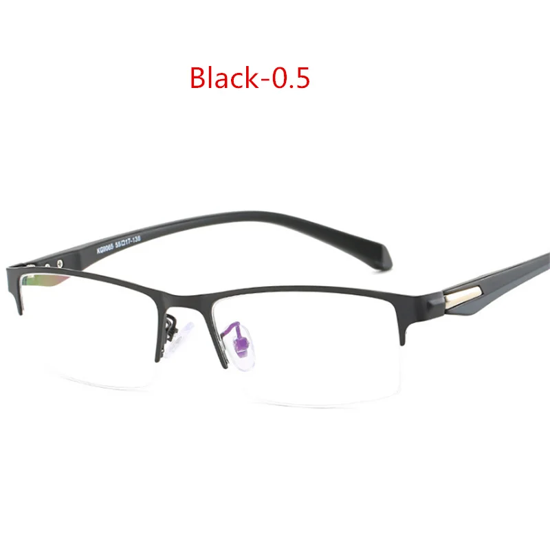XojoX, полуоправа, очки для близорукости, женские, мужские, готовые близорукие очки, женские, мужские, металлические очки для близоруких-0,5-6,0 - Цвет оправы: BLACK-50