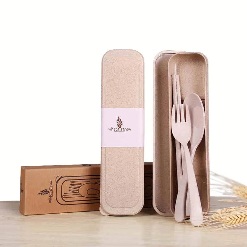 

3Pcs Kids Children Dinnerware Sets Chopsticks Fork Spoon Set Utensil Set Travel Cutlery Camping Tableware Portable Set New