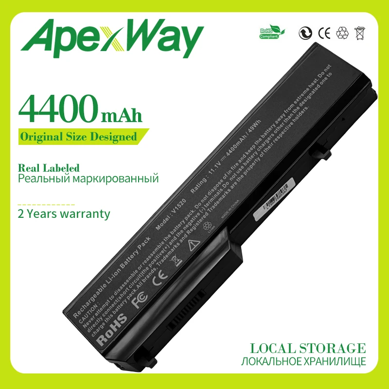Apexway 4400mAh 11 1 v Аккумулятор для ноутбука Dell Vostro 1310 1320 1510 1520 T114C 0N241H N956C N958C 312-0922 312-0725