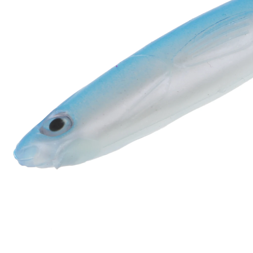 10Pcs Artificial 3D Eye Luminous Fishing Lures Jig Head Night Glow Soft Baits Swimbait 2 Color