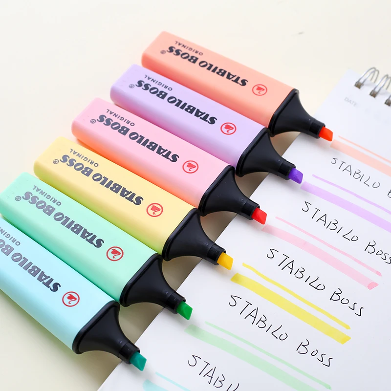 

1pc Stabilo Boss Macaron Color Highlighter Fluorescent pen Oblique Marker Pen Bullet Joural Marker Student Stationery Supply