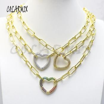 

3pcs Heart pendant necklace Luxury zircon neklcace clisp clasp charm retention fashion jewelry accessories for women 50962