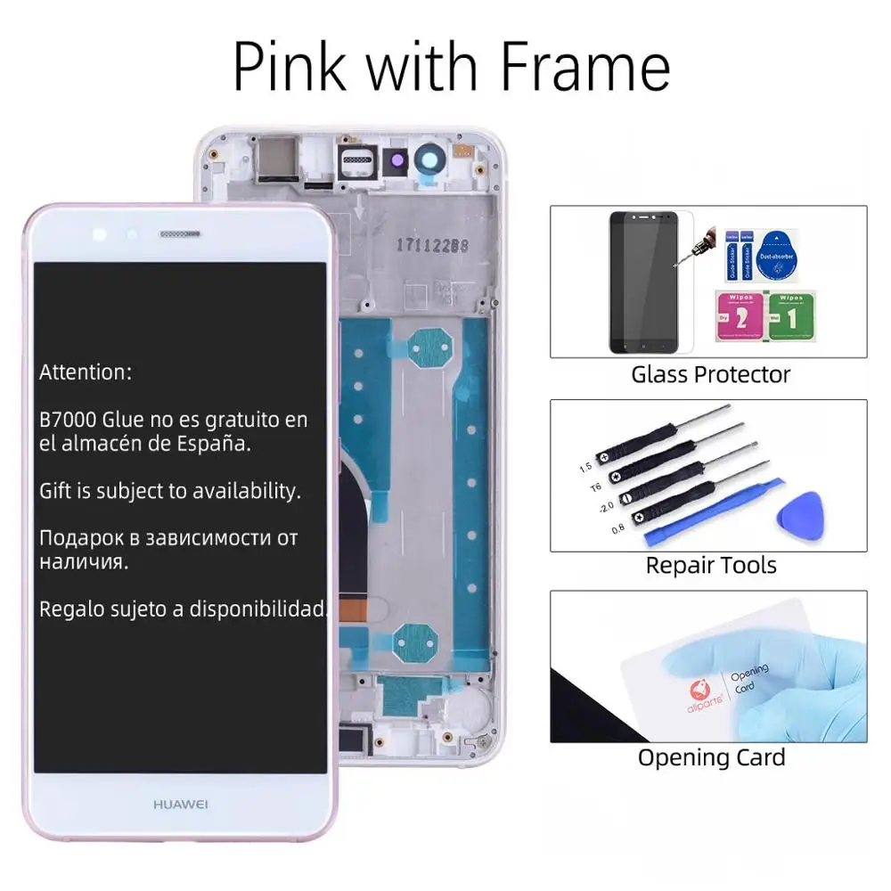 Pink with Frame Исплей для HUAWEI P10 Lite Display LCD в сборе с тачскрином на рамке 5.2'' черный синий белый золото порошок Nova Lite lx1 lx2 WAS-LX1 - Цвет: Pink with Frame