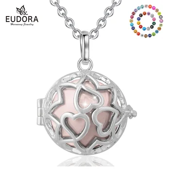 

Eudora 20mm hollow heart Cage Pendant Harmony pregnancy bola necklace fit Music Chime Ball DIY Women baby mom fine Jewelry K102