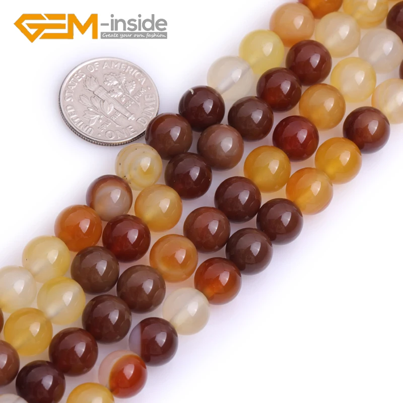 8mm 10mm Natural Original Brown Yellow Agates Carnelian Stone Bead Loose Beads For Jewelry Making DIY 15" Wholesale | Украшения и