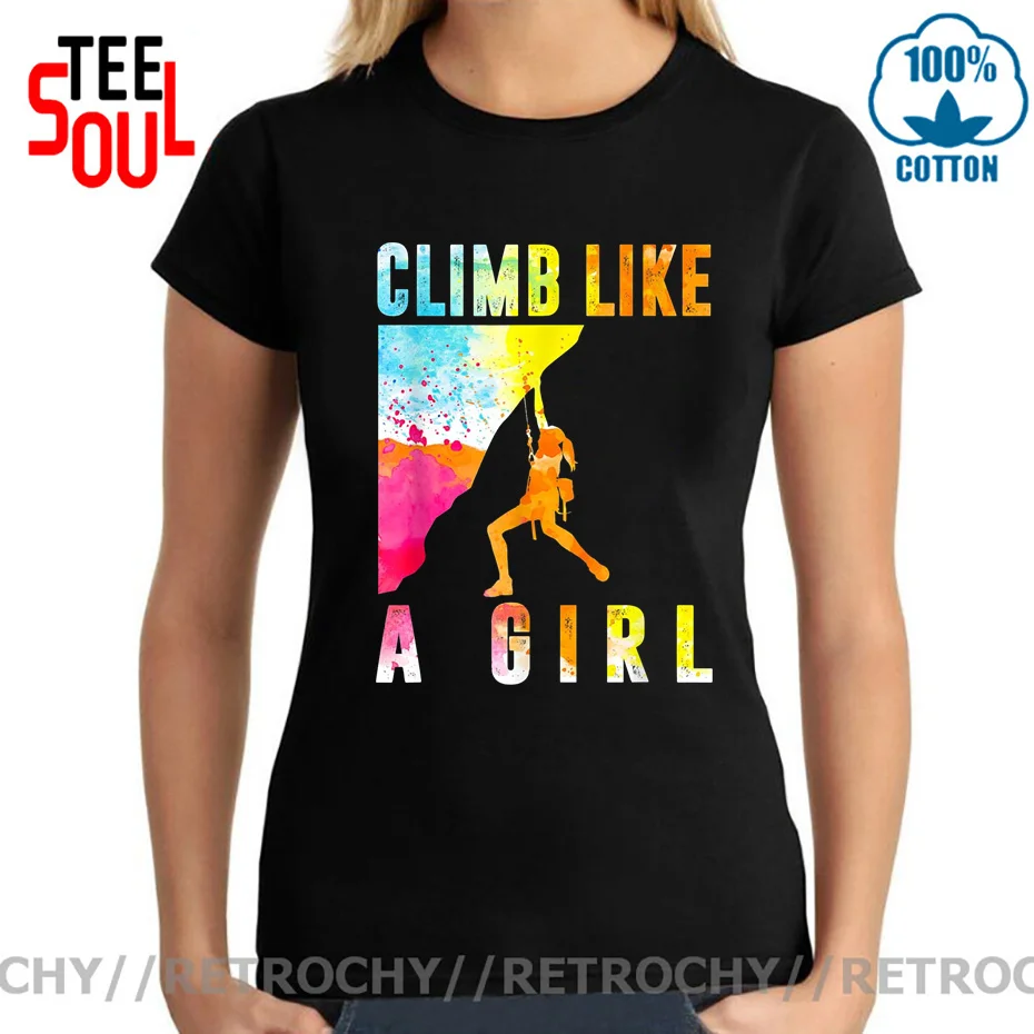 Bouldering Mountain Climbing T Shirt Women Rock Climb Like A Girl T