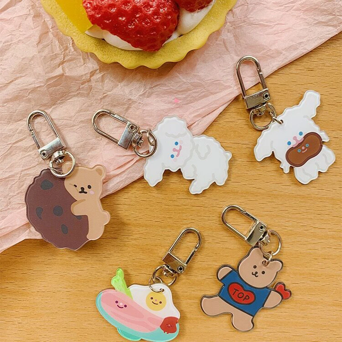 Кролик медведь сумки аксессуары Kawaii Корея Мода для девочек брелок кольцо подарок