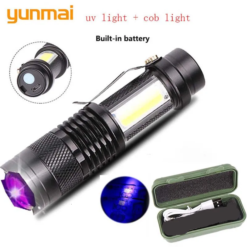YUNMAI Usb Перезаряжаемый 3800lm Q5+ cob светодиодный фонарик портативный Встроенный 14500 Мини зум-фонарь Водонепроницаемый в жизни фонарь - Испускаемый цвет: neizhidianchi