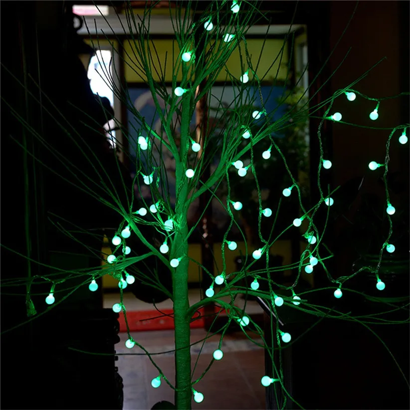 9 Color US Plug LED Ball Lamp 10M Lighting Fairy Garden Light String Interior Christmas Trees Decoration Curtain Lamps 907 - Цвет: Green