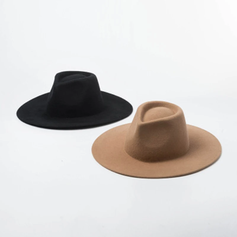 Британский Стиль Зимняя шерстяная одежда однотонная женская классическая Шляпа Fedora Мужская и женская панама джазовая, шляпа LM081