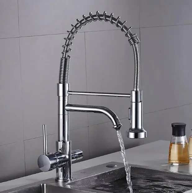 Смесители для кухни Никель кухонный фильтр для воды кран Три способа смеситель для раковины кухонный смеситель торнейра para cozinha де parede XT-209