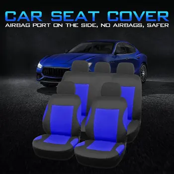 

Car Seat Covers Full Seat Cover High Quality Automobiles Seat Covers Non-Slip Anti-Dirty Pad 9 PCS Fabric Blue