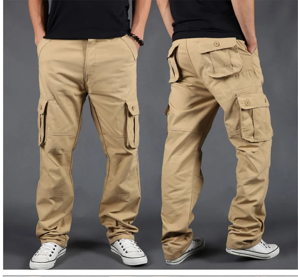Lado cremallera bolsillos Cargo de harén pantalón pantalones de los hombres 2020 Hip Hop Casual Harajuku Streetwear ribete Pantalones Hombre Pantalones