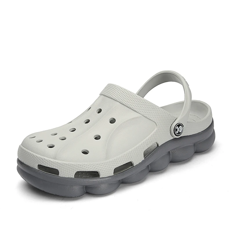 Lead white Crocse Crocks/мужские сандалии для бассейна; летняя Уличная обувь для пляжа; мужские садовые Сабо без застежек; Повседневная водонепроницаемая обувь для душа; Crock - Цвет: Lead white