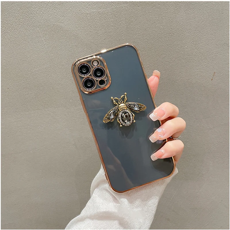 Luxury diamonds bee electroped clear phone case For iphone