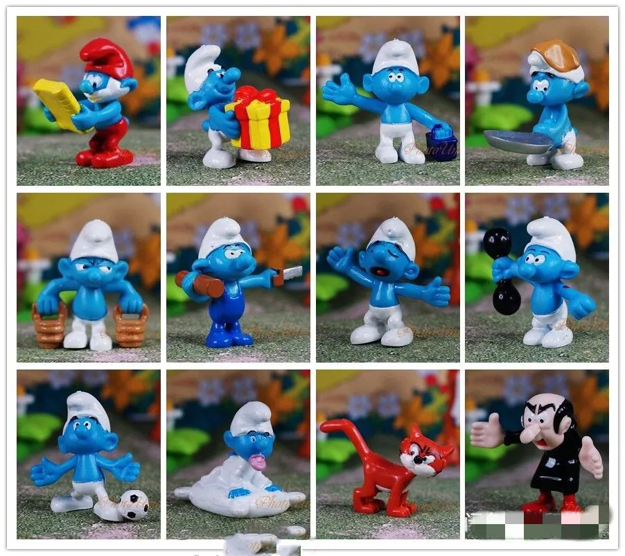 12 unids/set kawaii Azul espíritu de dibujos animados famosos muñecas pitufo figuras en miniatura de juguete Decoración