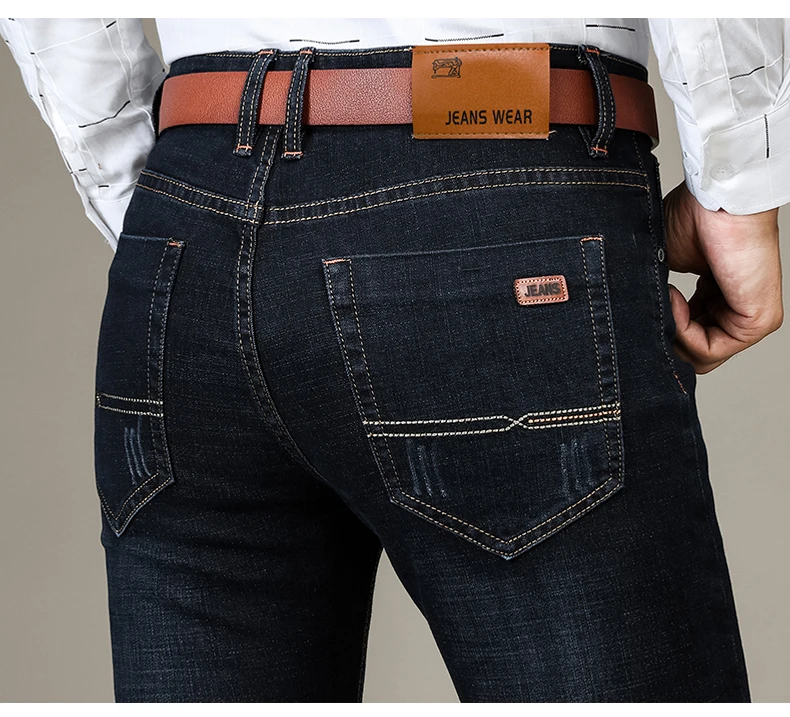Плюс бархат утолщение зима новые мужские Модные джинсы деловые повседневные Стрейчевые узкие джинсы классические брюки мужские джинсовые брюки