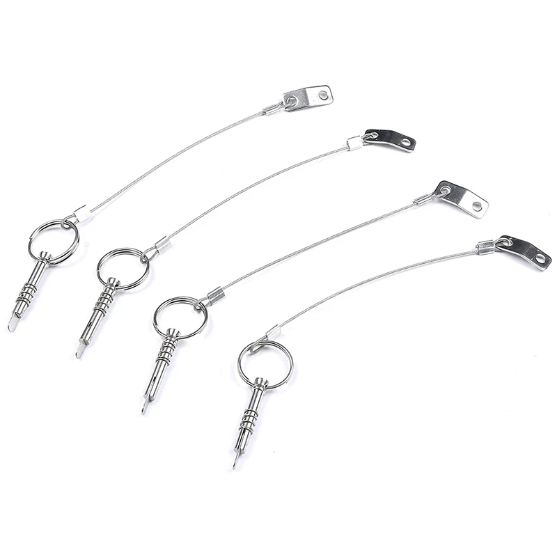 4Pcs Boat Bimini Quick Release Pin with Lanyard 1/4 inch Diameter 316