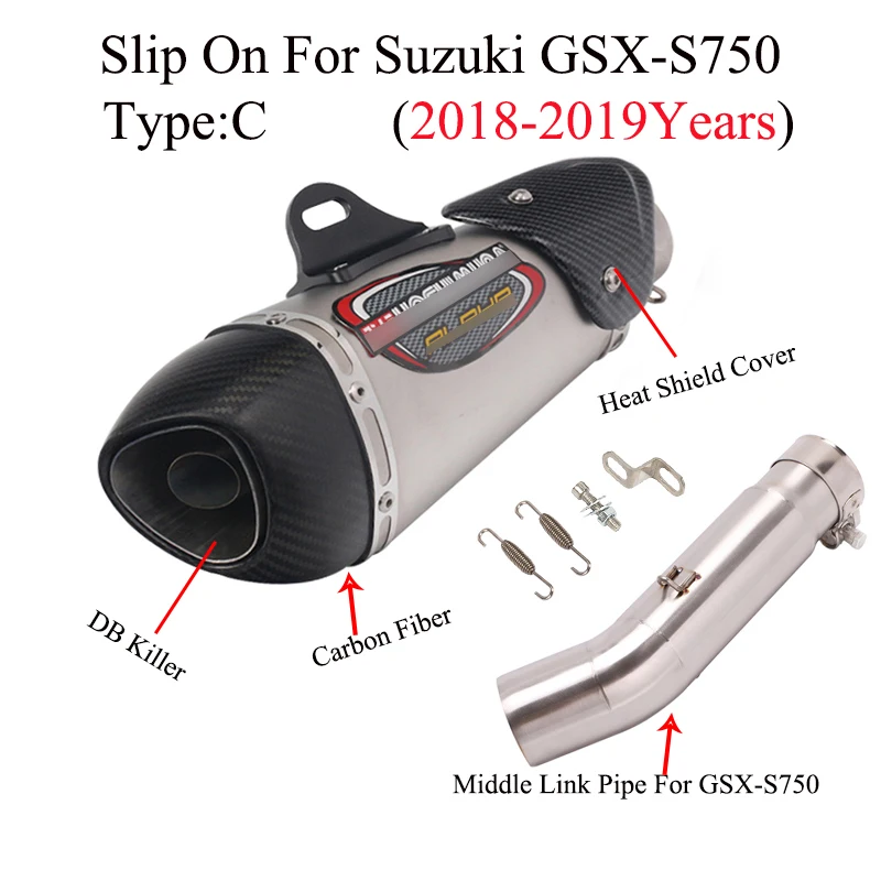 Для Suzuki GSX S750 GSX-S 750 moto rcycle Yoshimura выхлопной escape moto карбоновый глушитель DB Killer Escape Mid Соединительная труба - Цвет: Type C