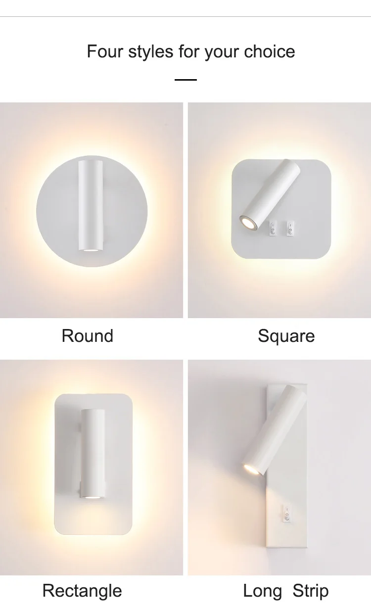 Luminária de Parede Interno com Interruptor Iluminação de Leitura Led para Quarto Duplo Ângulo Ajustável Oscilante Rotativa 3000k 3 Cheap Luminárias de parede