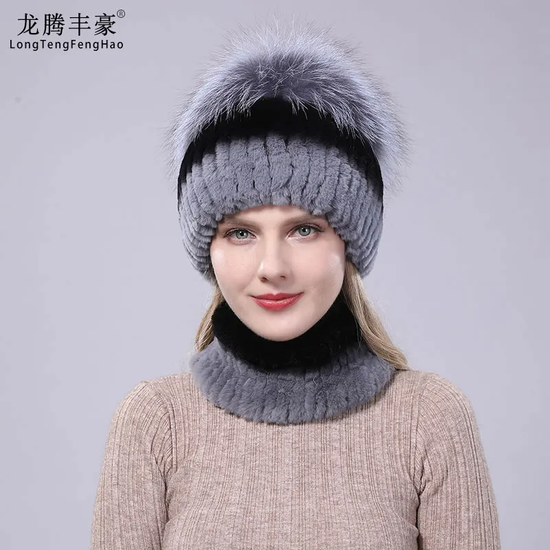 

Russian handmade female hat with rabbit fur collar real rabbit fur skull bean hat winter real female fur fox fur hat