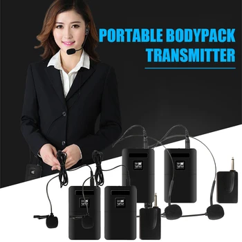 

Besegad Portable Double-people Wireless Microphone Mic with Transmitter Receiver for Presentation Performance Training Interview