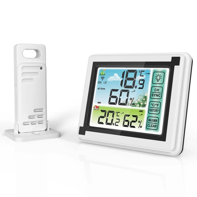 Acheter Station météo sans fil, hygromètre intérieur et extérieur,  thermomètre, affichage de la température et de l'humidité rétroéclairé