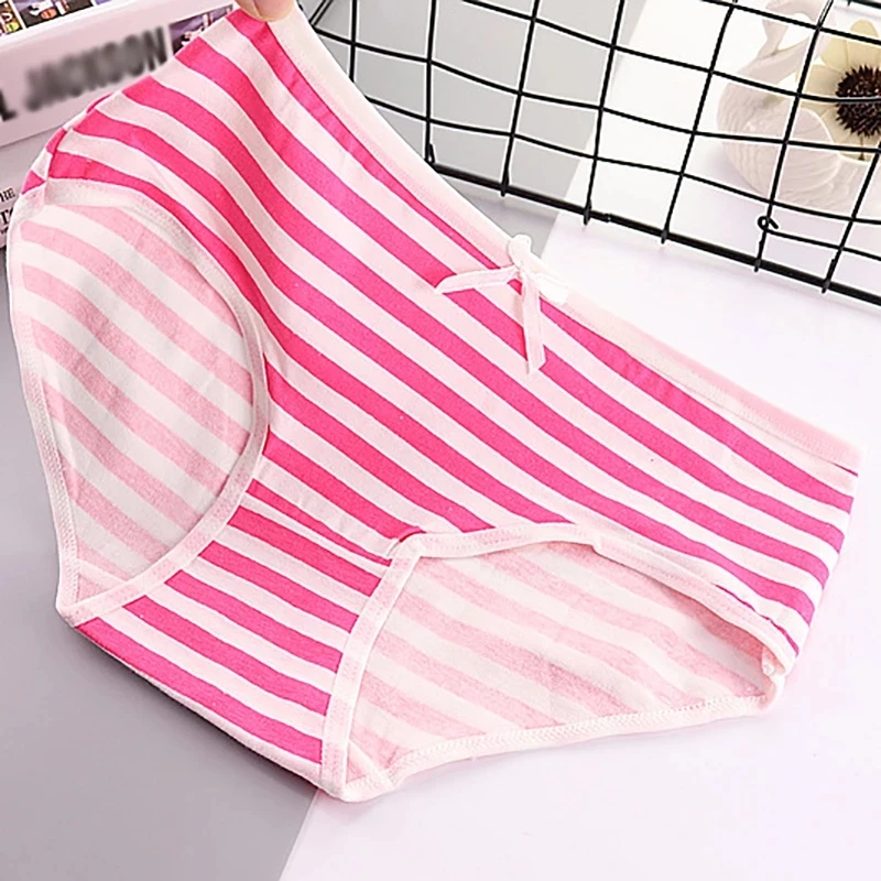 Japanese Anime Blue White Striped Panties Underwear Lolita Pink Briefs Lingerie Cute Soft Breathable Underpants Female Gifts New