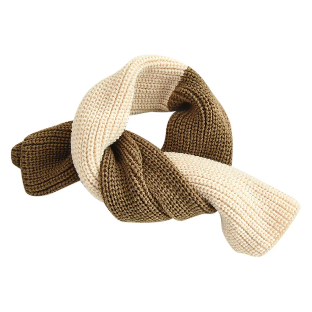 Вязаные шарфы Харадзюку с панелями, вязаный шерстяной шарф на шею, милый зимний теплый шарф на шею для мальчиков и девочек, накидки, женские шарфы# ZC