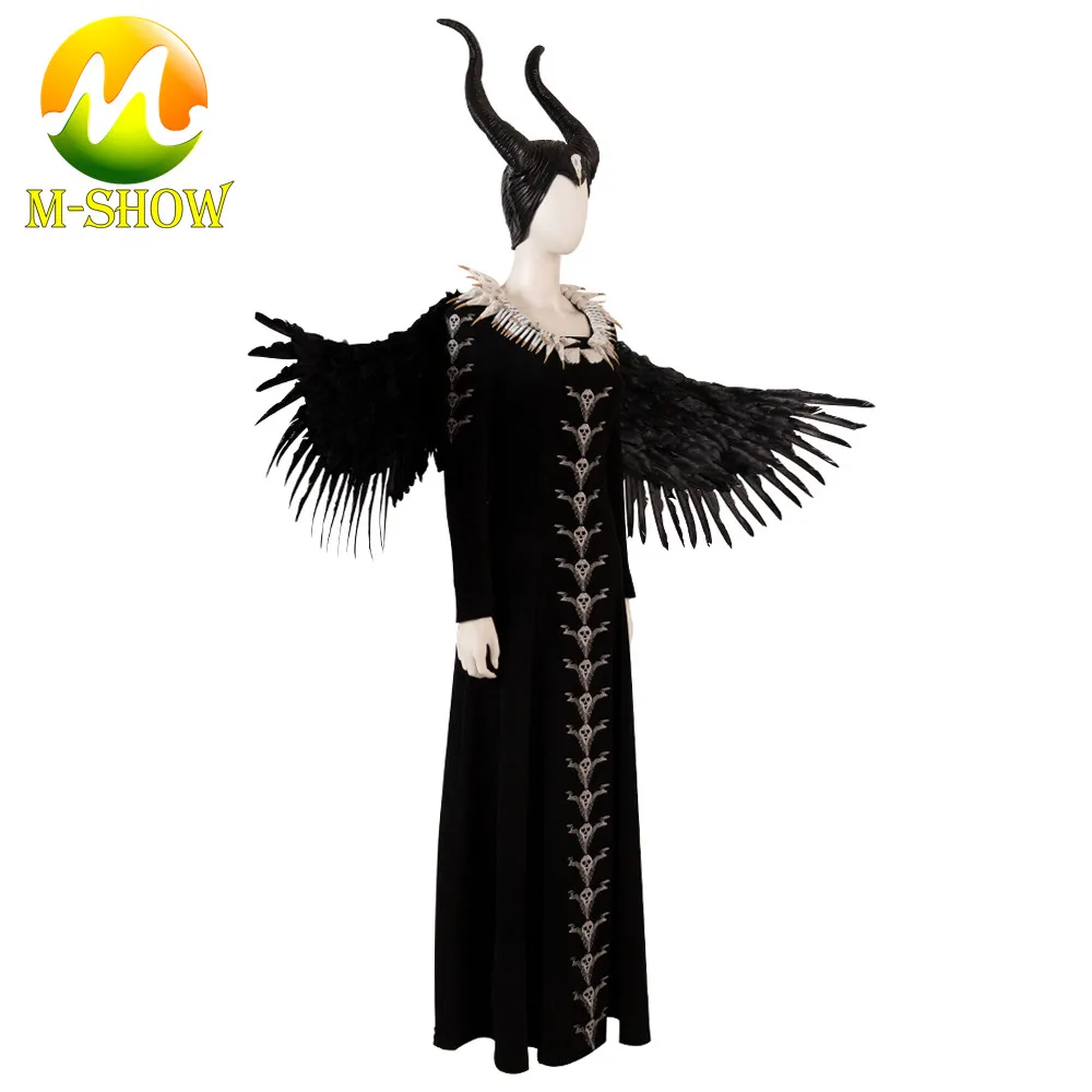 Maleficent Mistress of Evil 2 Косплей Костюм малифисенты косплей платье Хэллоуин косплей ведьма Черное длинное платье на заказ