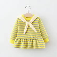 Весеннее платье для девочек; платье принцессы в полоску для отдыха; платье для малышей