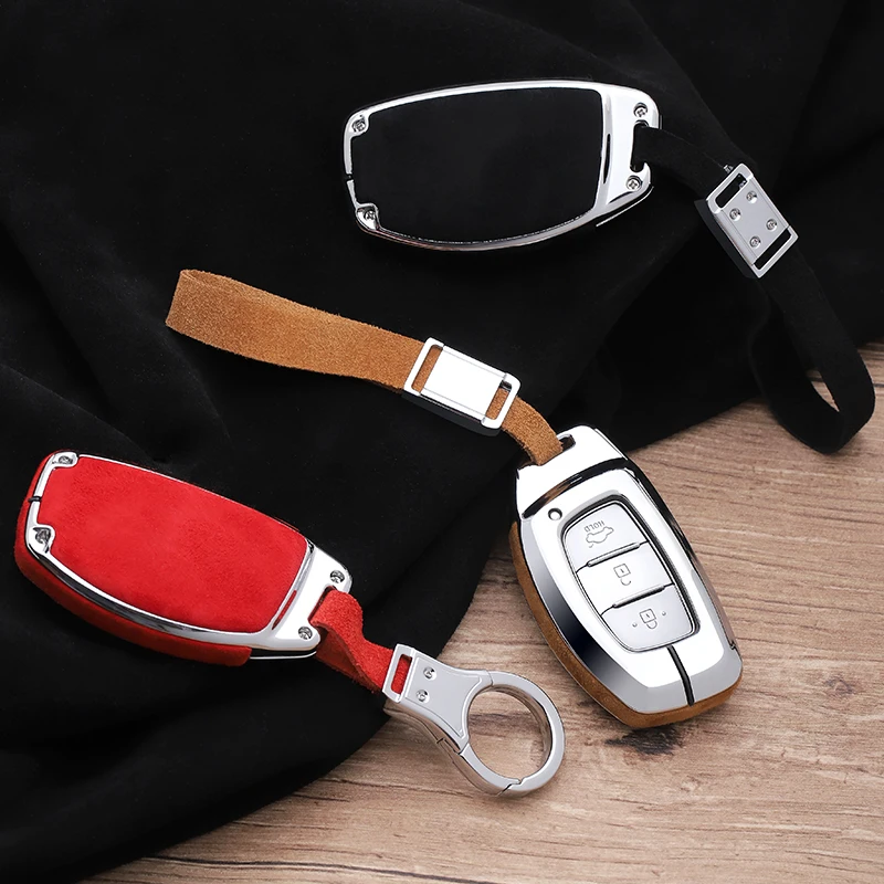 

Car Leather Keychain Holder Case For Hyundai HB20 IX20 Solaris Creta Getz IX25 IX35 Elantra Accent Tuscon 2019 Smart Key Cover
