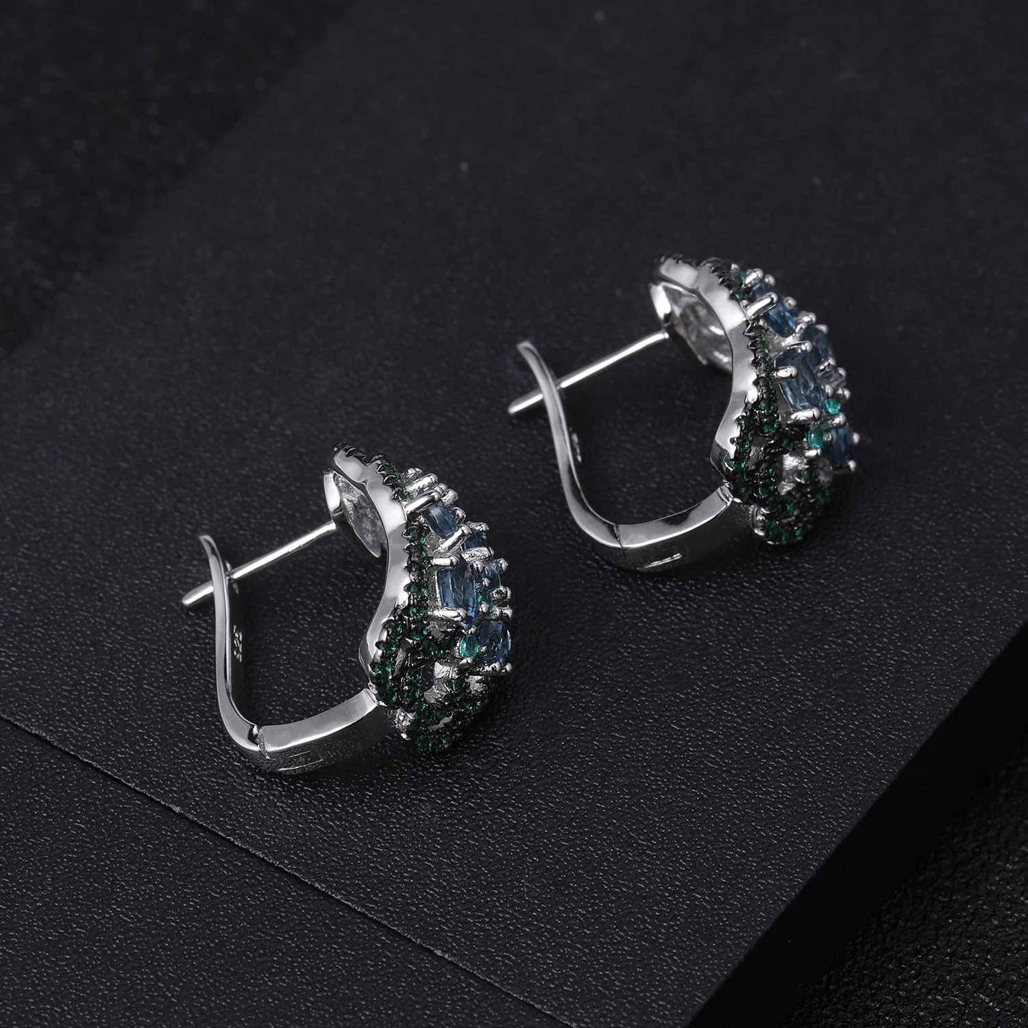 GEM'S BALLET, 2.5Ct, натуральный Лондонский голубой топаз, клипсы, серьги, 925 пробы, серебро, Винтажные серьги с драгоценным камнем для женщин, хорошее ювелирное изделие