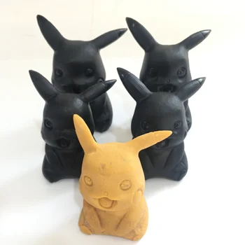 

big-size Natural Crystal Black Obsidian Yellow Aventurine Cartoon Figure Pikachu Cute Animal Healing Stone Or Decoration FYY