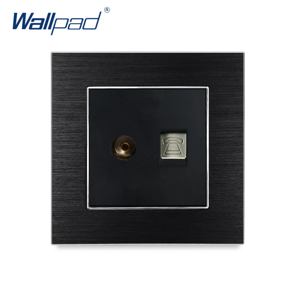 

Telephone & Television Socket Wallpad Luxury Satin Metal Panel Electric Wall TV & TEL Ports Socket Electrical Outlets For Home