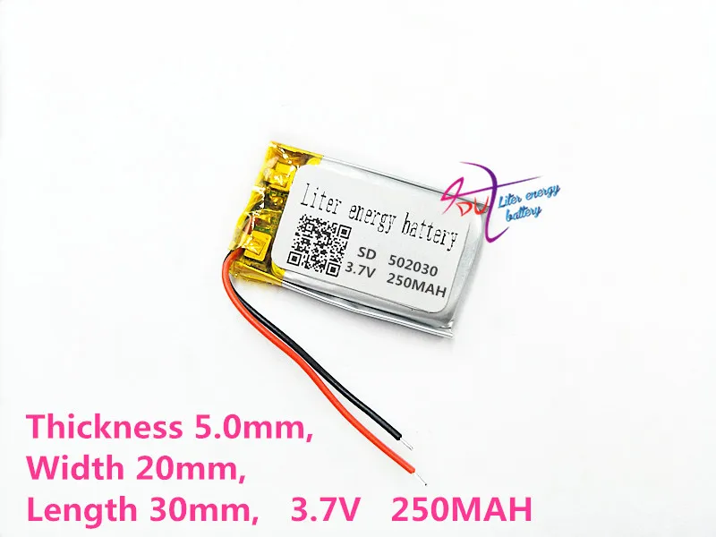 Литий-полимерная батарея 052030 502030 3,7 V 250mah MP3 MP4 MP5 gps DVD игрушка Батарея