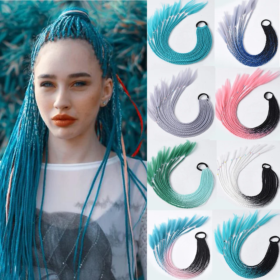 

BUQI 24Inches Synthetic Braiding Ponytail Hairpiece With Rubber Band Hair Ring Braided Chignon Hair Ponytail Hair Accessories