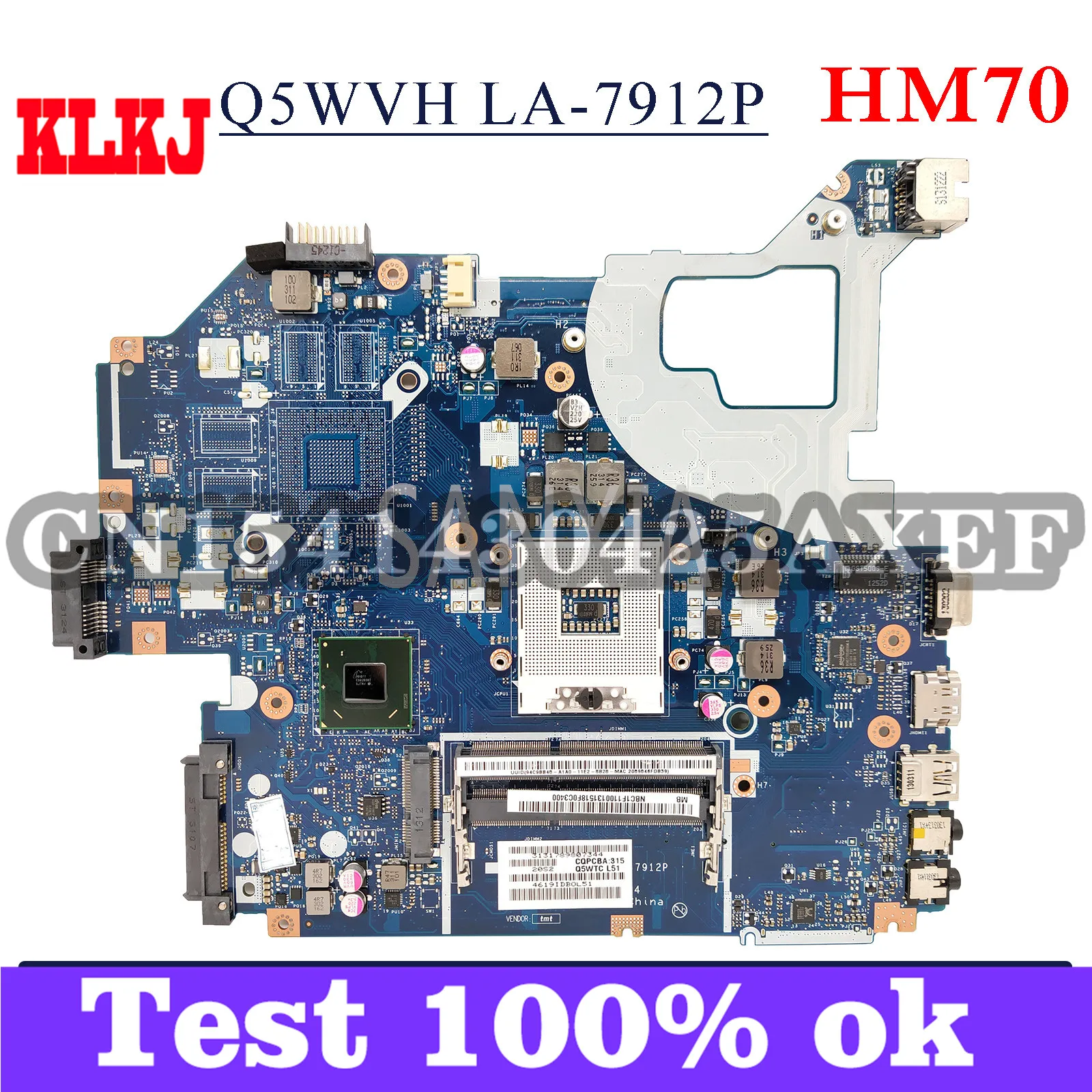 KLKJ Q5WVH LA-7912P материнская плата для ноутбука Acer Aspire E1-571G V3-571G оригинальная HM70 UMA |