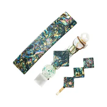

3Pcs/Set Women Girl Shimmer Quicksand Acetate Spring Hair Clip Geometric AB Colored Reflective Hairgrip Side Bangs Snap Barrette
